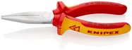 KNIPEX 30 16 160 SB Long Nose Pliers insulated with multi-component grips, VDE-tested chrome-plated 160 mm