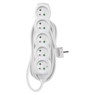 Extension Cord 5 m / 5 sockets / white / PVC / 1.5 mm2, EMOS