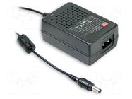 Power supply: switching; 48VDC; 0.52A; Out: 5,5/2,1; 25W; 80÷264VAC MEAN WELL
