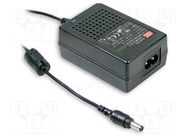 Power supply: switched-mode; 5VDC; 4A; Out: 5,5/2,1; 20W; 80÷264VAC MEAN WELL