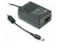 Power supply: switched-mode; 12VDC; 3A; Out: 5,5/2,1; 36W; -25÷60°C MEAN WELL