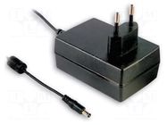 Power supply: switching; mains,plug-in; 9VDC; 2.77A; 25W; 84% MEAN WELL