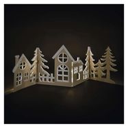 LED decoration, wooden - village, 60 cm, 2x AA, warm white, timer, EMOS