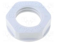 Nut; M12; halogen free; polyamide; UL94V-0; 17mm; grey; -20÷100°C 