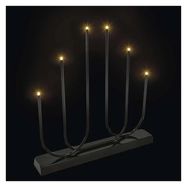 LED candlestick, metal, white, 40 cm, 2x AA, indoor, warm white, EMOS