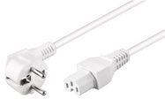 Angled Connection Cable with hot-condition coupler, 2 m, White, white - safety plug hybrid (type E/F, CEE 7/7) 90° > Device socket C15
