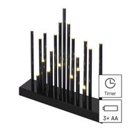 LED candlestick, black, 27.5 cm, 3x AA, indoor, warm white, timer, EMOS
