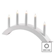 Candlestick for 5x E10 bulbs, wooden, white, arch, 20x38 cm, indoor, warm white, EMOS
