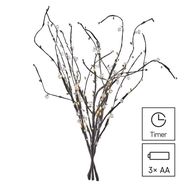 LED twig with pearls, 60 cm, 3x AA, indoor, warm white, timer, EMOS