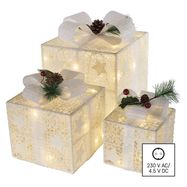 LED presents with decoration, 3 sizes, indoor, warm white, EMOS