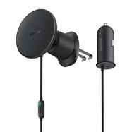 Magnetic Car Phone Holder Baseus CW01 to Ventilation Grid with car charger USB-C, 15W + 25W (black), Baseus