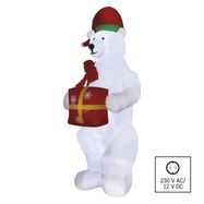 LED polar bear with a present, inflatable, 240 cm, indoor and outdoor, cool white, EMOS