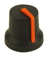 SOFT TOUCH KNOB, RUBBER, BLK/ORG, 16.2MM