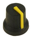 SOFT TOUCH KNOB, RUBBER, BLK/YEL, 16.2MM