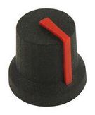 SOFT TOUCH KNOB, RUBBER, BLK/RED, 16.2MM
