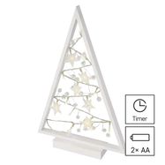 LED decoration – glowing tree with decorations, 40 cm, 2x AA, indoor, warm white, timer, EMOS