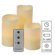 LED decoration – 3x wax candle, 3x 3x AAA, indoor, vintage, controller, EMOS