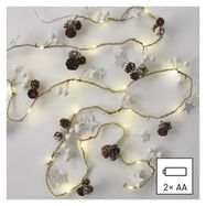 LED Christmas garland – cones, 1.7 m, 2x AA, indoor, warm white, EMOS