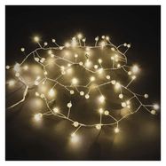 LED garland - pearls, 1.2 m, 3x AA, indoor, warm white, timer, EMOS