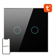 Smart Light Switch ZigBee Avatto LZTS02-EU-B2 2 Way No Neutral TUYA (black), Avatto