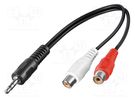 Cable; Jack 3.5mm plug,RCA socket x2; 0.2m Goobay