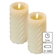 LED decoration – wax candle, 17 cm, 2x AAA, indoor, warm white, 2 pcs, timer, EMOS