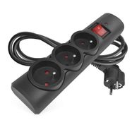 Surge protector – 3 sockets, 1.5 m, black, EMOS
