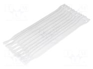 Hook and loop fastener; L: 200mm; W: 12.5mm; white; 10pcs; -40÷85°C HELLERMANNTYTON