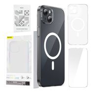 Phone case Baseus Magnetic Crystal Clear for iPhone 13 (transparent) with all-tempered-glass screen protector and cleaning kit, Baseus