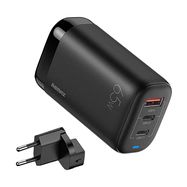Wall charger Remax, RP-U55, 2x USB-C, USB, EU 65W (black), Remax