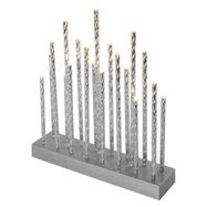 LED candlestick, silver, 28.5 cm, 3x AA, indoor, warm white, timer, EMOS