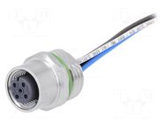 Connector: M12; socket; PIN: 4; female; straight; cables; 0.5m HARTING