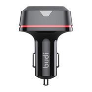 Budi car charger, USB + 2x USB-C, 60W, PD + QC (black), Budi