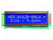 Display: LCD; alphanumeric; STN Negative; 16x2; blue; 122x44mm; LED DISPLAY VISIONS