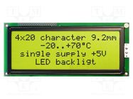 Display: LCD; alphanumeric; STN Positive; 20x4; yellow-green; LED DISPLAY VISIONS