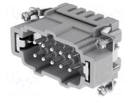 Connector: HDC; contact insert; male; 16A; 500V; Han® ES; PIN: 10 HARTING