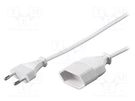 Extension lead; 2x0.75mm2; Sockets: 1; white; 2m; 2.5A Goobay