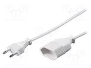 Extension lead; 2x0.75mm2; Sockets: 1; white; 2m; 2.5A Goobay