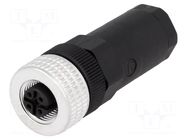 Connector: M12; plug; PIN: 4; female; E; 250V; straight; IP67; 4A HIRSCHMANN