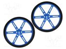 Wheel; blue; Shaft: D spring; push-in; Ø: 80mm; Shaft dia: 3mm; 2pcs. POLOLU