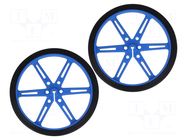 Wheel; blue; Shaft: D spring; push-in; Ø: 80mm; Shaft dia: 3mm; 2pcs. POLOLU