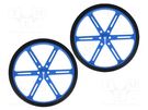 Wheel; blue; Shaft: D spring; push-in; Ø: 90mm; Shaft dia: 3mm; 2pcs. POLOLU