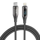 USB-C to Lightning LED cable Budi, 20W, 1.5m (black), Budi
