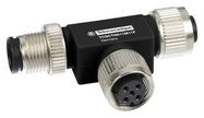 SENSOR SPLITTER, 5P, M12 PLUG-2XM12 RCPT