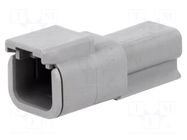 Connector: wire-wire; plug; male; DTM; PIN: 2; IP68; for cable; grey DEUTSCH