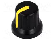 Knob; miniature,with pointer; ABS; Øshaft: 6mm; Ø16x14mm; black SR PASSIVES