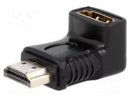 Adapter; HDMI socket,HDMI plug 90° up/down; black Goobay