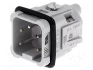 Connector: HDC; contact insert; male; HTS HA; PIN: 5; 10A; 250V; 4+PE TE Connectivity