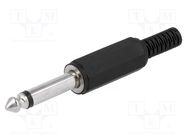 Plug; Jack 6,3mm; male; mono,with strain relief; ways: 2; straight 