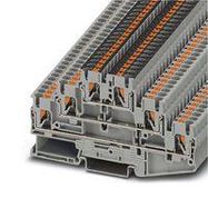 DINRAIL TERMINAL BLOCK, 6WAY, 12AWG, GRY